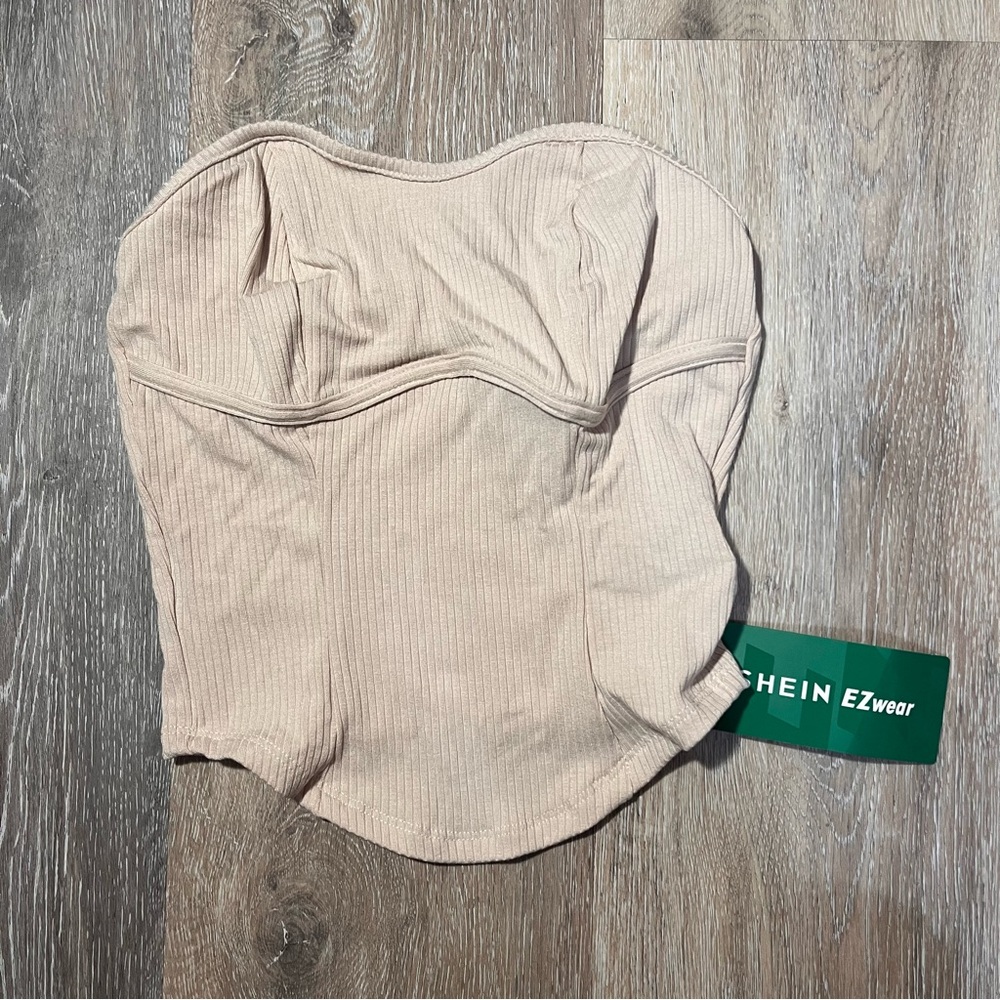Beige Ribbed Women Top